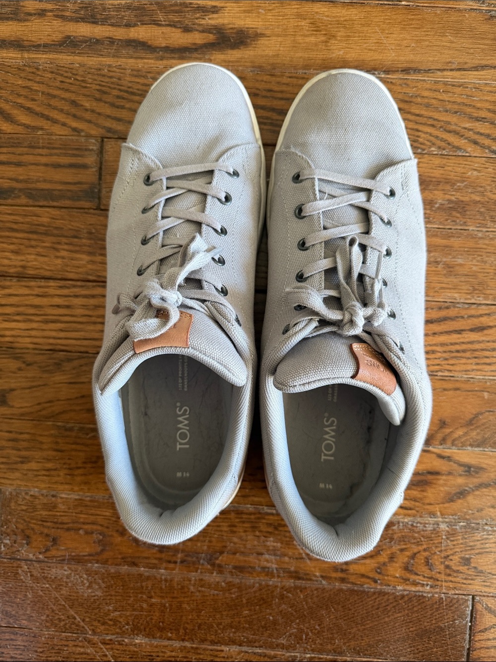 Toms Men’s Canvas Lace-Up Sneakers in Light Gray with Tan Accent